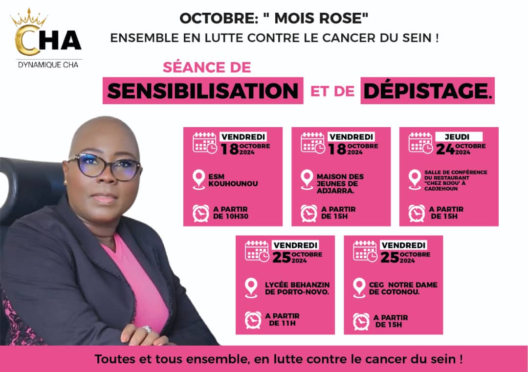 Campagne de sensibilisation et de dépistage contre le cancer du sein : "Dynamique CHA" et Christhelle Houndonougbo Alioza sauvent des vies